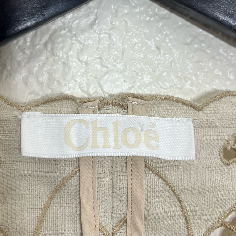Chloe Eyelet Cotton Blend Top Cream and White Boho Size L - Picture 4 of 10